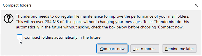 Fix Thunderbird inbox error