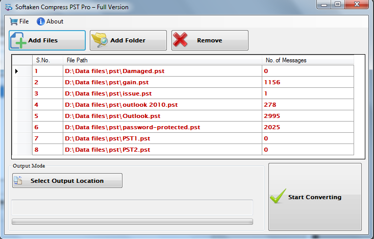 Output location