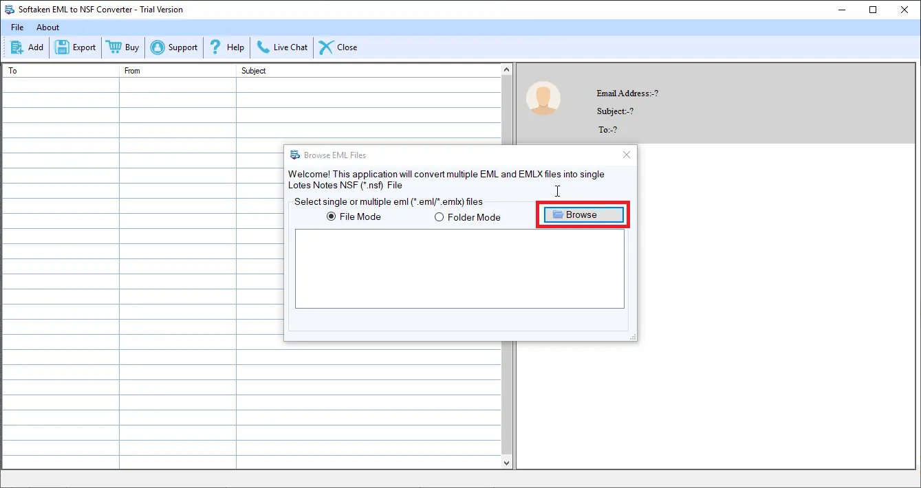 browse eml files
